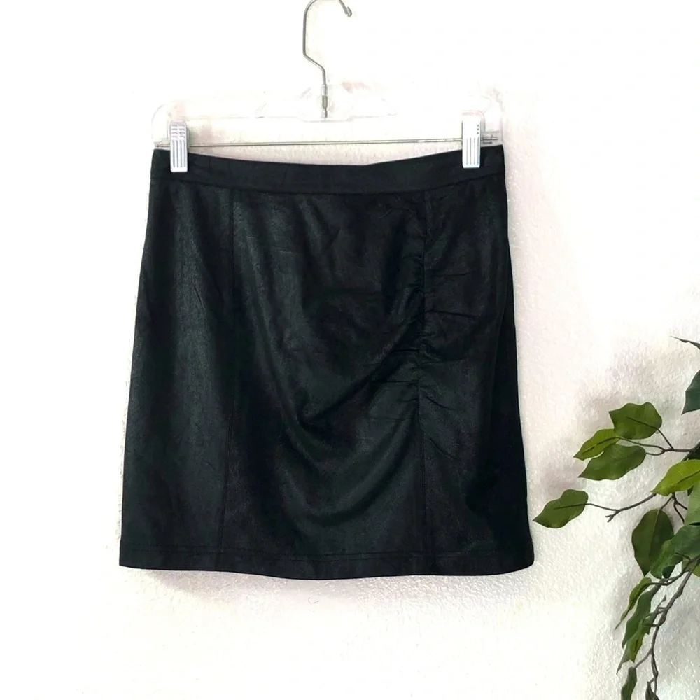 Free People Black Silky Crushed Velvet-like Skirt